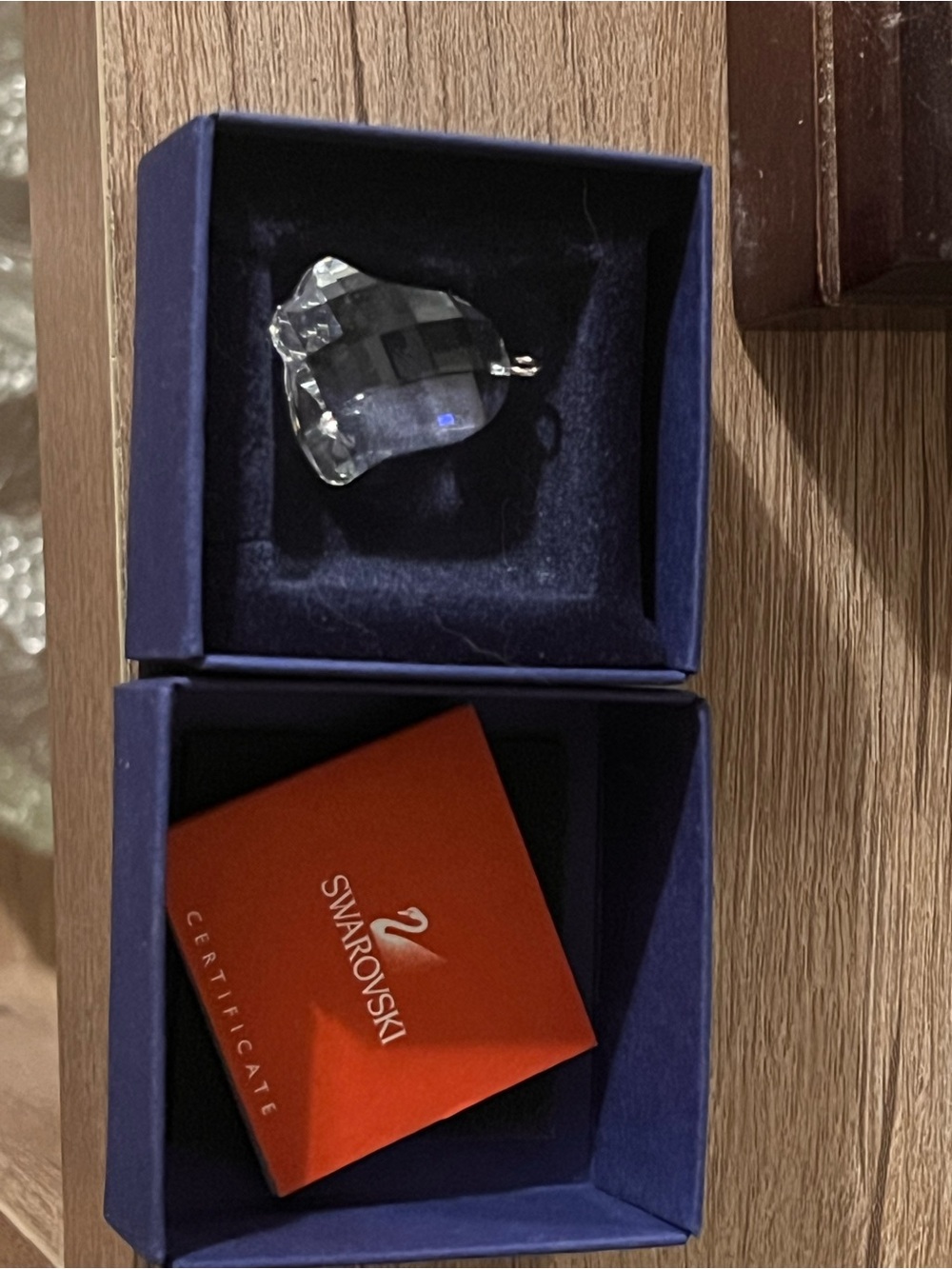 Swarovski Clear Crystal Bell Pendant with Navy Gift Box
